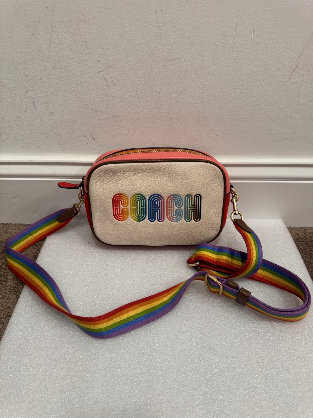 Coach Jamie pride rainbow camera crossbody bag purse